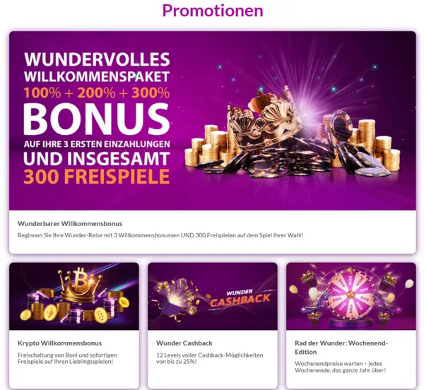 wunderwins promotions page